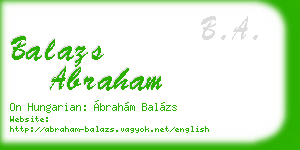 balazs abraham business card