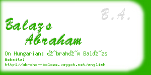 balazs abraham business card